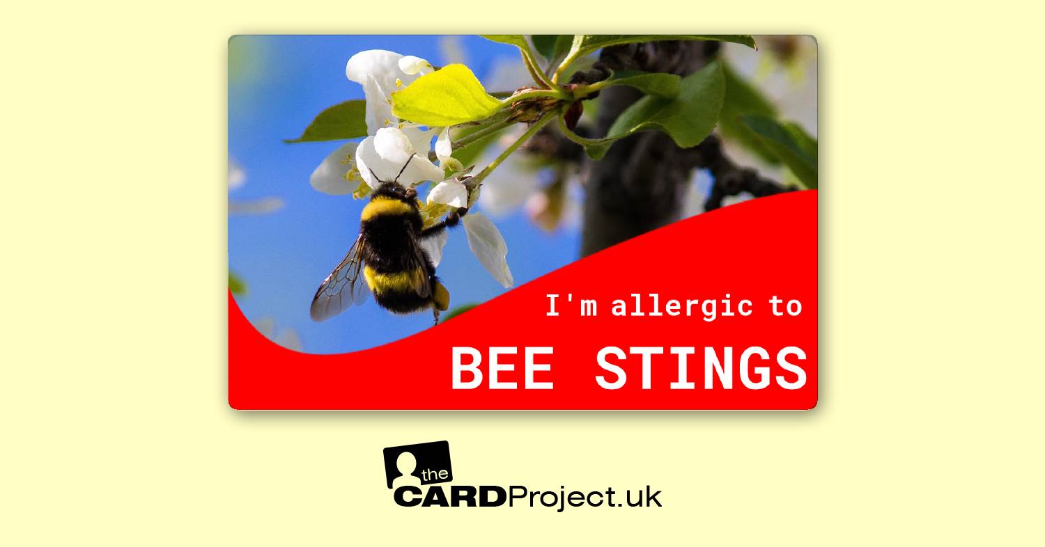 Bee Sting Allergy Card 